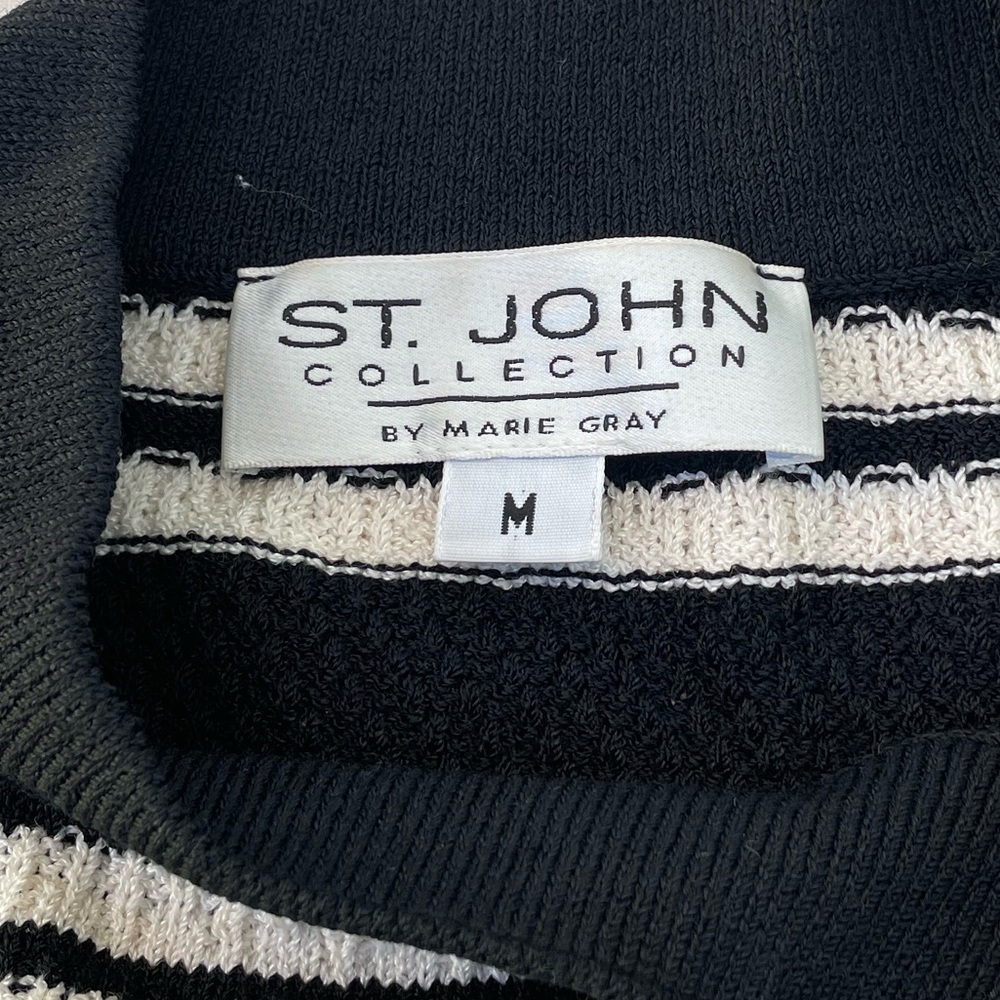 St. John Black and White Striped Knit sweater - Picture 9 of 9
